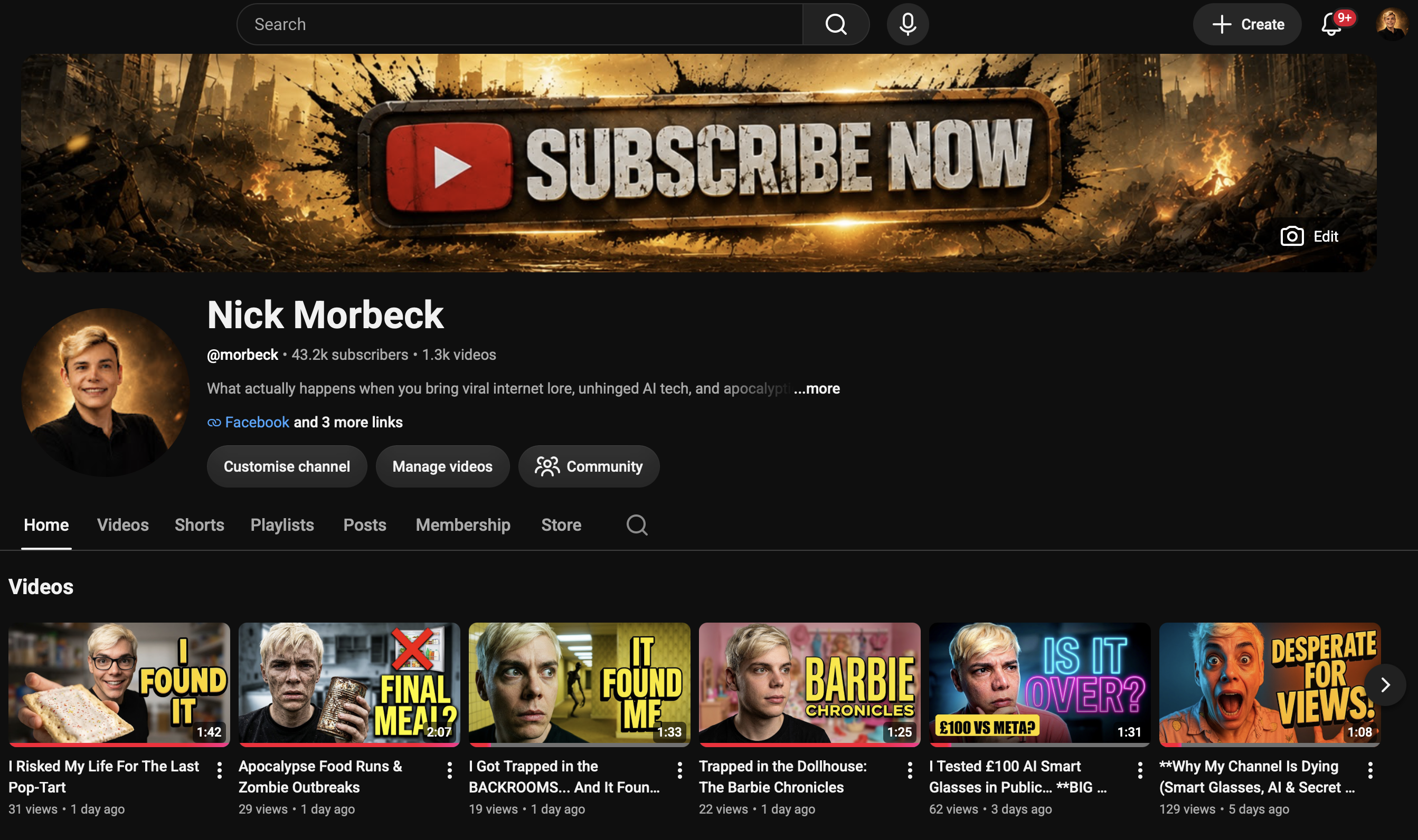 Nick Morbeck's real live YouTube channel